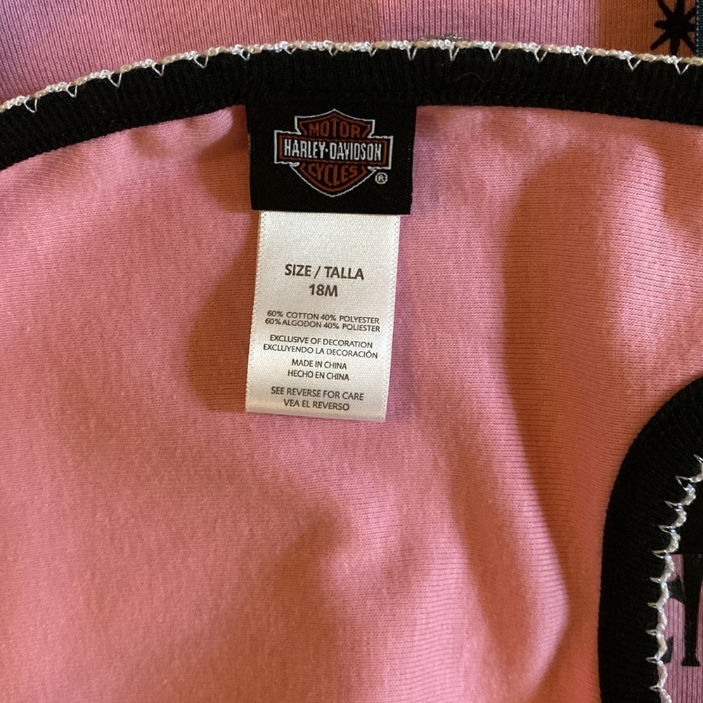 REDUCED Harley Davidson Baby Girl Onesie & Bib Set Sz 18 mos NWOT - Picture 3 of 3